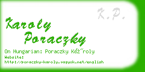 karoly poraczky business card